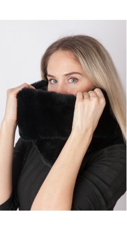 Black rex rabbit fur neck warmer